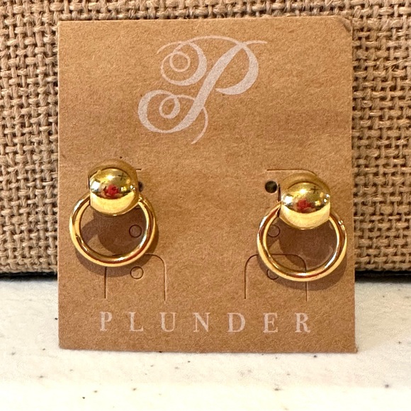 NWT Earrings by Plunder- gold tone post back with small circle dangle - Picture 4 of 6